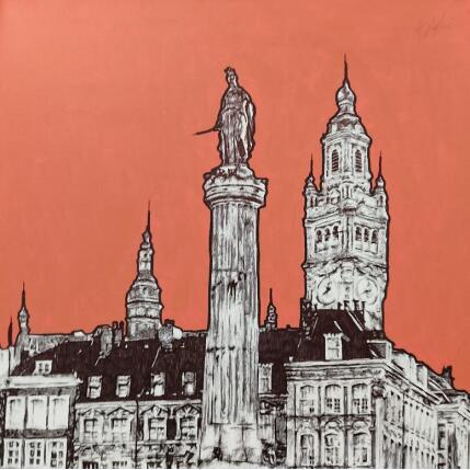 Peinture Lille Rouge Brique par André Raphaël | Tableau Figuratif Acrylique