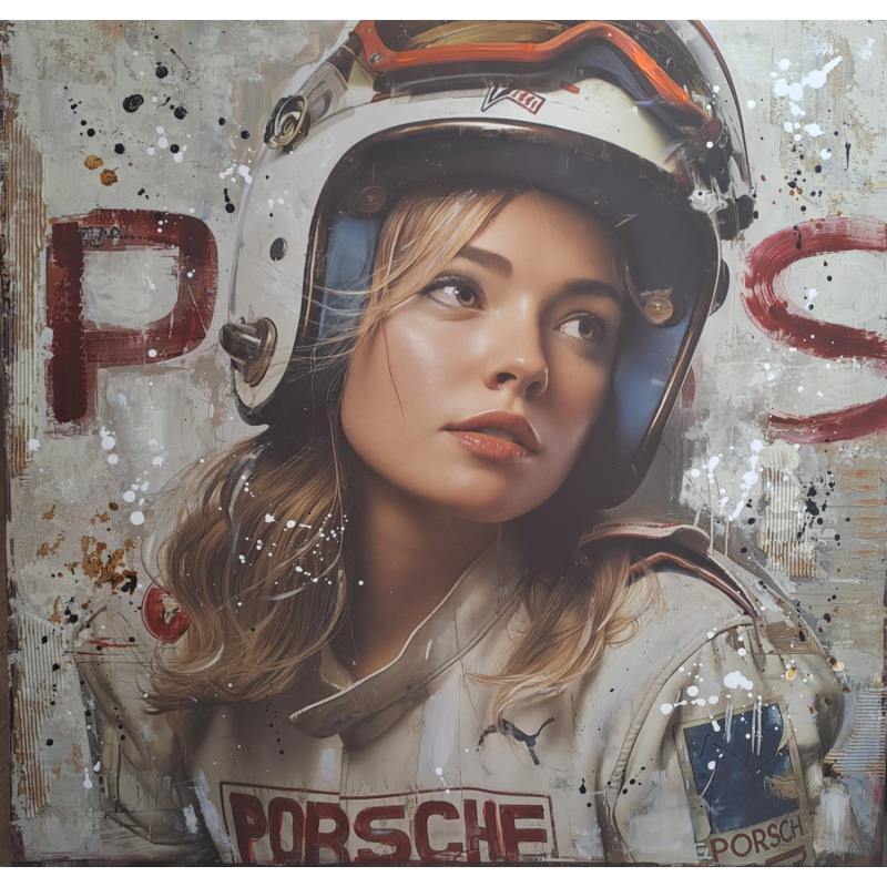 Peinture Racing Girl par Novarino Fabien | Tableau Pop-art Société Icones Pop Plexiglas Graffiti Collage