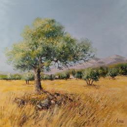 Painting Les oliviers en automne à Dieulefit by Sannier Daniel | Painting Impressionism Oil Landscapes