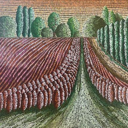 Peinture Chemin des vignes  par Dmitrieva Daria | Tableau Impressionnisme Acrylique Nature, Paysages