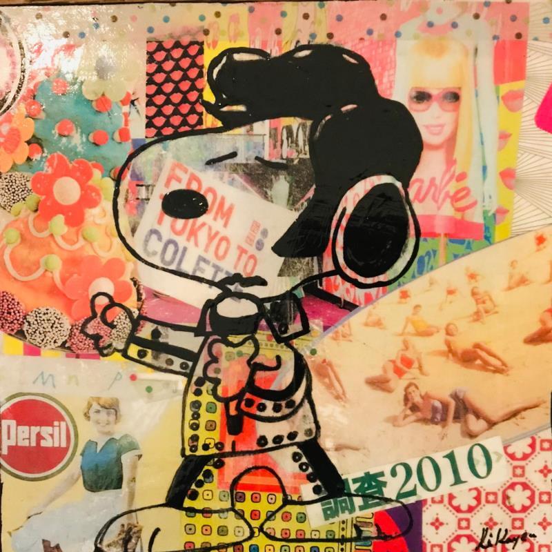 Peinture Snoopy elvis par Kikayou | Tableau Pop-art Icones Pop Graffiti Acrylique Collage
