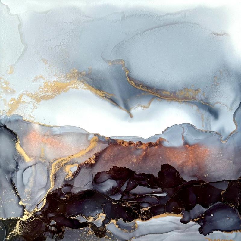 Peinture Poésie minérale 2038 par Depaire Silvia | Tableau Abstrait Paysages Minimaliste Noir & blanc Acrylique