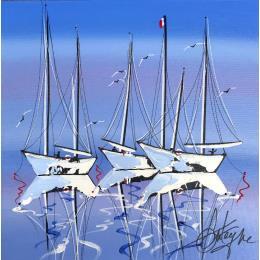 Painting En avant les voiles by Fonteyne David | Painting Figurative Acrylic Marine