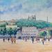 Painting PLACE BELLECOUR A LYON by Euger | Painting Figurative Landscapes Urban Life style Oil