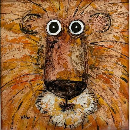 Painting Réal lion by Maury Hervé | Painting Raw art Acrylic, Ink, Pigments, Sand Animals