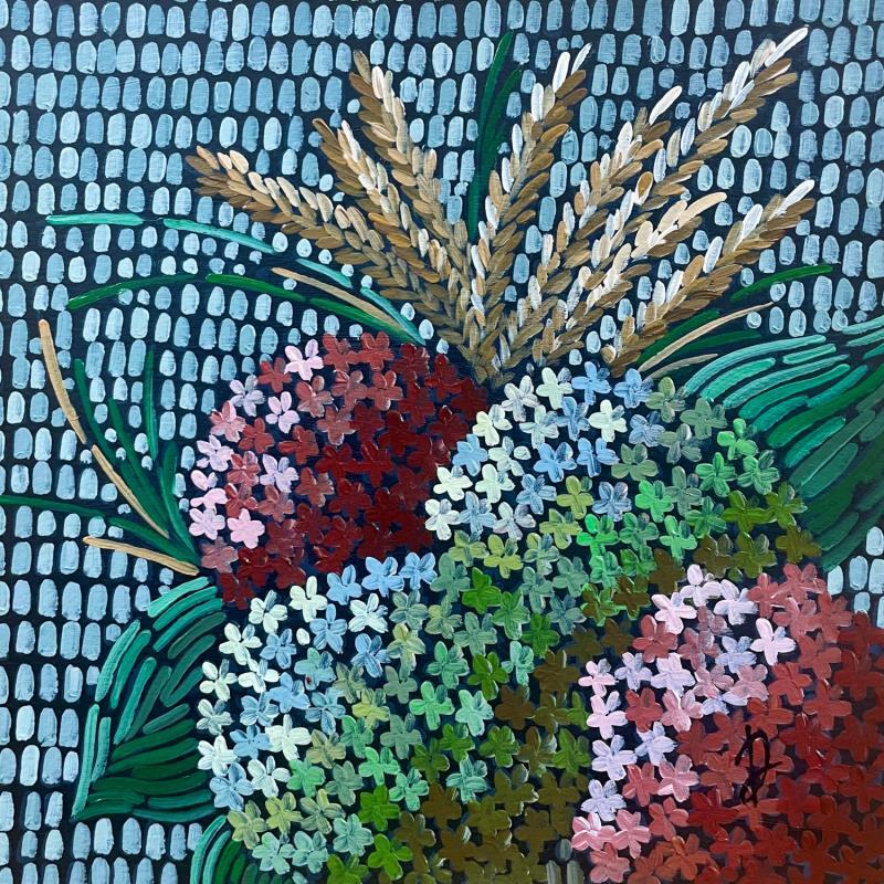 Peinture hortensias et seigle par Dmitrieva Daria | Tableau Impressionnisme Nature Acrylique