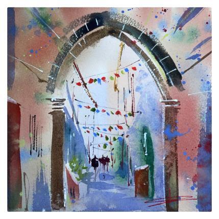 Peinture Rue du bras de fer par Bailly Kévin | Tableau Figuratif Aquarelle, Encre Architecture, Urbain