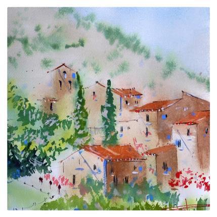 Painting paysage de l’Hérault  by Bailly Kévin  | Painting Figurative Ink, Watercolor Architecture, Urban