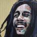 Peinture Bob Marley par G.C.Popartist | Tableau Pop-art Portraits Musique Icones Pop Acrylique Collage Encre Upcycling Papier