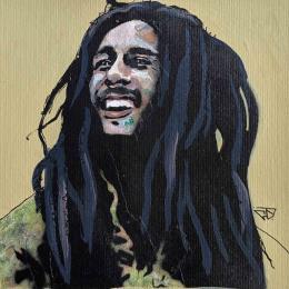 Painting Bob Marley by G.C.Popartist | Painting Pop-art Acrylic, Gluing, Ink, Paper, Upcycling Music, Pop icons, Portrait