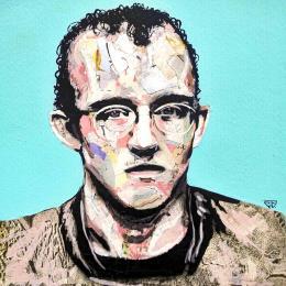 Peinture Keith Haring par G.C.Popartist | Tableau Pop-art Acrylique, Collage, Encre, Papier, Posca, Upcycling Icones Pop, Portraits