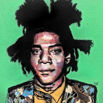 Peinture Jean-Michel Basquiat par G.C.Popartist | Tableau Pop-art Acrylique, Collage, Encre, Papier, Upcycling Icones Pop, Portraits, Société