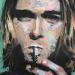 Peinture Kurt Cobain par G.C.Popartist | Tableau Pop-art Portraits Musique Icones Pop Acrylique Collage Encre Upcycling Papier