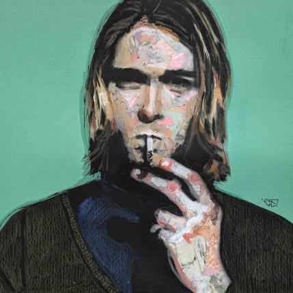 Peinture Kurt Cobain par G.C.Popartist | Tableau Pop-art Acrylique, Collage, Encre, Papier, Upcycling Icones Pop, Musique, Portraits