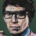 Painting Yves Saint Laurent by G.C.Popartist | Painting Pop-art Portrait Mode Pop icons Acrylic Gluing Ink Upcycling Paper