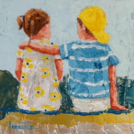 Peinture AZUL Y AMARILLO par Escobar Francesca | Tableau Figuratif Acrylique, Bois Enfant