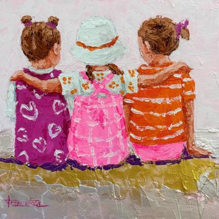 Painting LAS NIÑAS by Escobar Francesca | Painting Figurative Acrylic, Wood Child, Pop icons