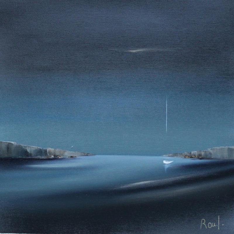 Peinture Ambiance marine 71 par Roussel Marie-Ange et Fanny | Tableau Figuratif Marine Minimaliste Huile