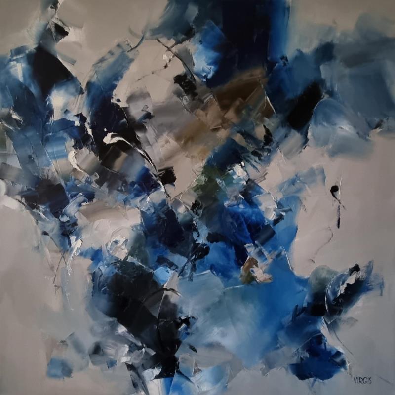 Peinture Windswept blue par Virgis | Tableau Abstrait Minimaliste Huile