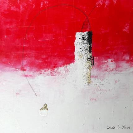 Peinture Abstract red A 131 par Wilms Hilde | Tableau Abstrait Acrylique, Collage, Feuille d'or