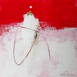 Painting Abstract red A 133 by Wilms Hilde | Painting Abstract Acrylic, Gluing, Gold leaf