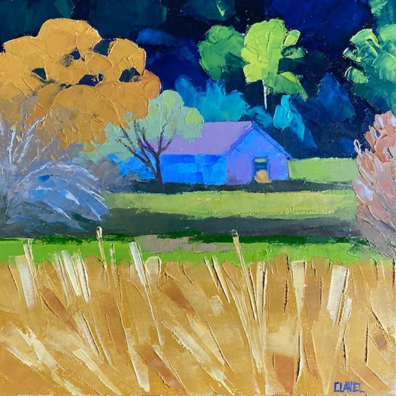 Painting Le hangar bleu by Clavel Pier-Marion | Painting Impressionism Landscapes Wood Oil