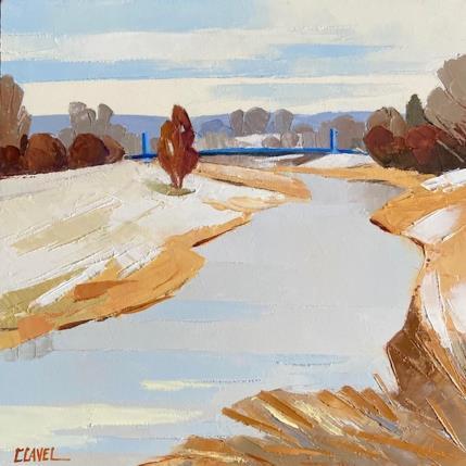 Painting Le pont bleu by Clavel Pier-Marion | Painting Impressionism Oil, Wood Landscapes, Pop icons