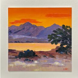 Peinture Couchant lacustre par Clavel Pier-Marion | Tableau Impressionnisme Bois, Huile Paysages