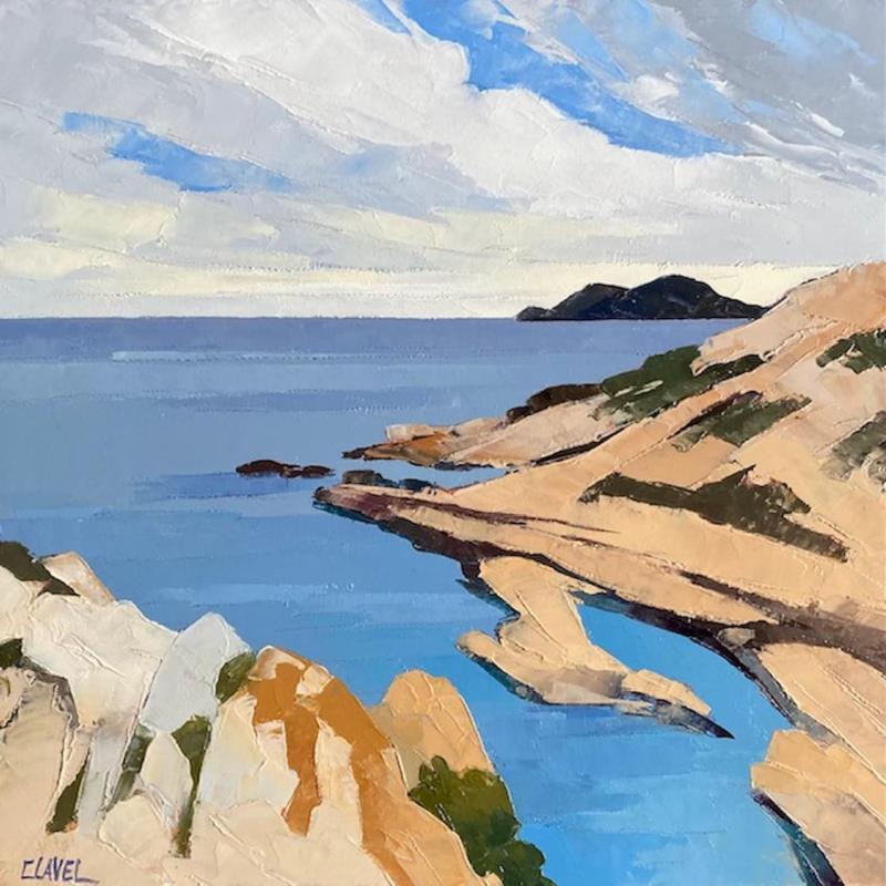 Painting Belle côte rocheuse by Clavel Pier-Marion | Painting Impressionism Landscapes Wood Oil