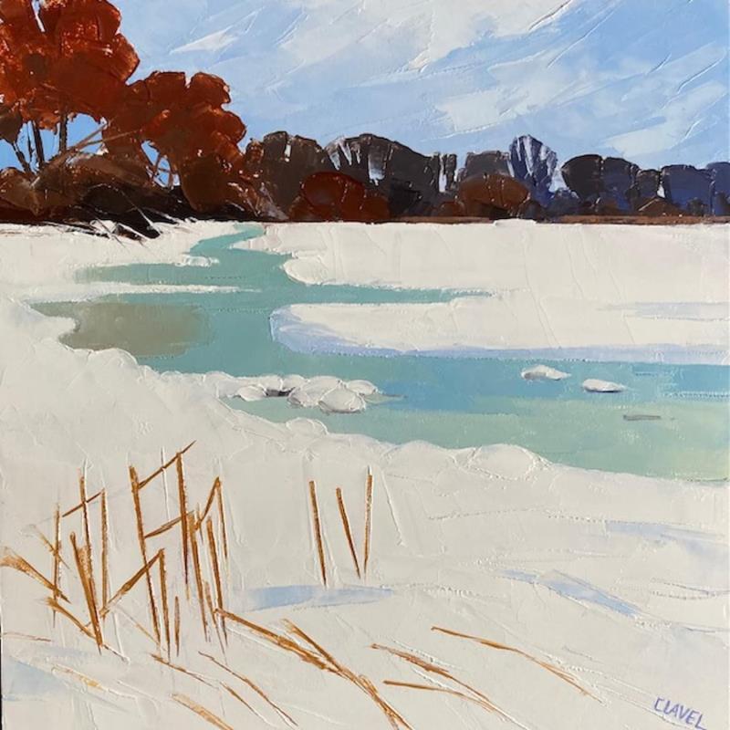 Painting Traverser la plaine by Clavel Pier-Marion | Painting Impressionism Landscapes Wood Oil