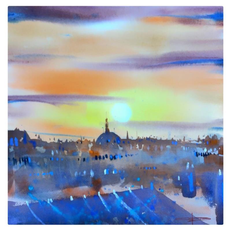 Peinture Surplomb et sérénité lillois  par Bailly Kévin  | Tableau Figuratif Urbain Architecture Aquarelle Encre