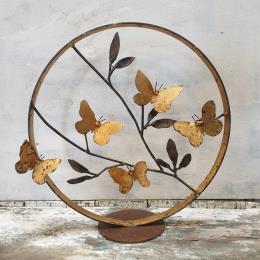 Sculpture cercle aux papillons by Eres Nicolas | Sculpture Figurative Metal Animals