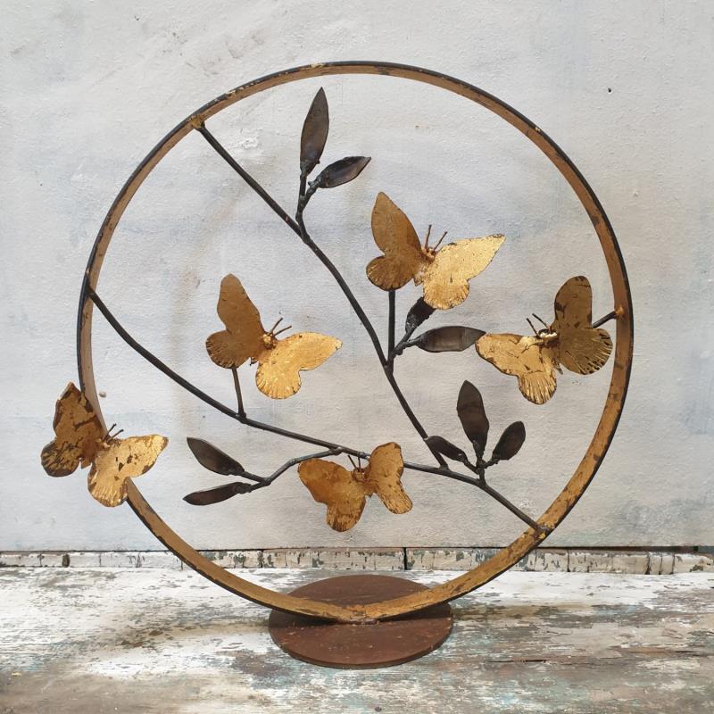 Sculpture cercle aux papillons par Eres Nicolas | Sculpture Figuratif Animaux Métal