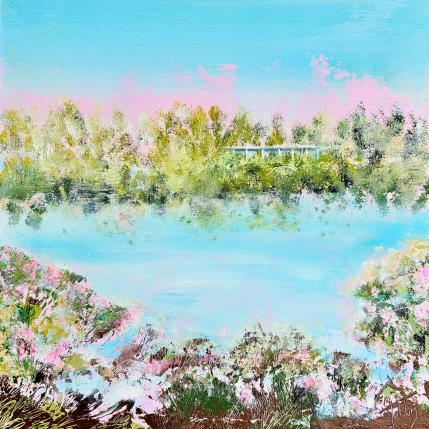 Pintura Et au milieu coule une rivière por Autelin Florence | Pintura Figurativo Acrílico Arquitectura, Naturaleza, Paisajes