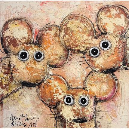 Peinture 3 souris par Maury Hervé | Tableau Art Singulier Animaux