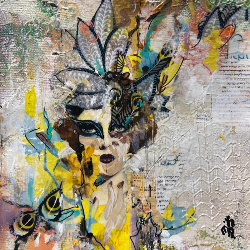 Painting The Grace of Wings by Bergeron Marie-Josée | Painting Surrealism Oil Acrylic Gluing