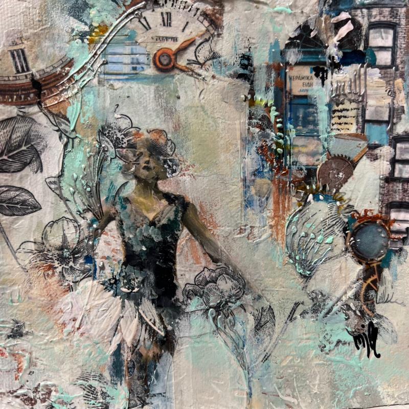 Painting Tic-Toc Love by Bergeron Marie-Josée | Painting Surrealism Oil Acrylic Gluing