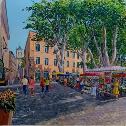 Peinture Place  Richelme à Aix  en  Provence  par Degabriel Véronique | Tableau Réalisme Huile Paysages, Scènes de vie, Urbain