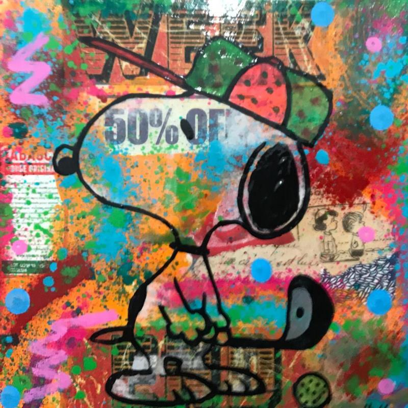 Peinture Snoopy golf par Kikayou | Tableau Pop-art Icones Pop Graffiti Acrylique Collage