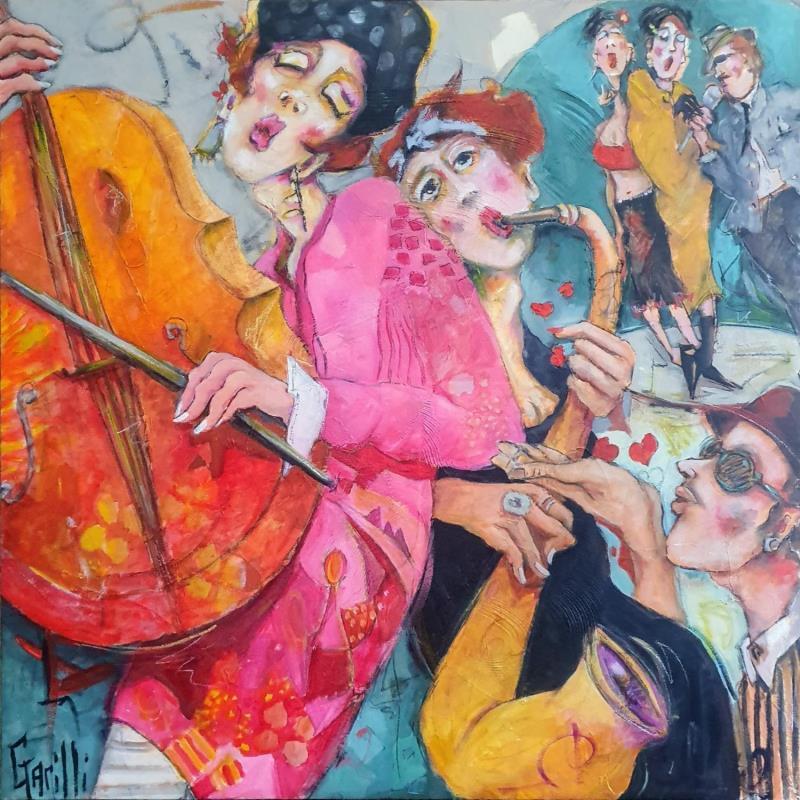 Peinture Swing sur mélodie d'amour par Garilli Nicole | Tableau Figuratif Scènes de vie Acrylique