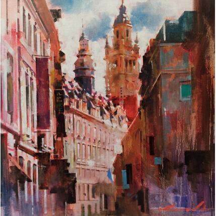 Peinture Lille en Rouge par Man Kwon Young | Tableau
