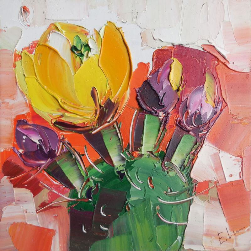 Painting Yellow Prickly pear by Lunetskaya Elena | Painting Figurative Oil