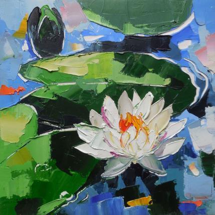 Peinture White water lily par Lunetskaya Elena | Tableau Figuratif Huile