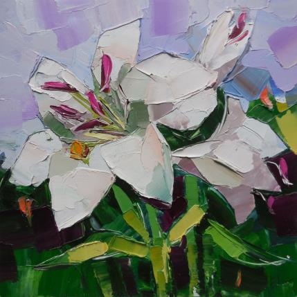 Peinture White lily par Lunetskaya Elena | Tableau Figuratif Huile