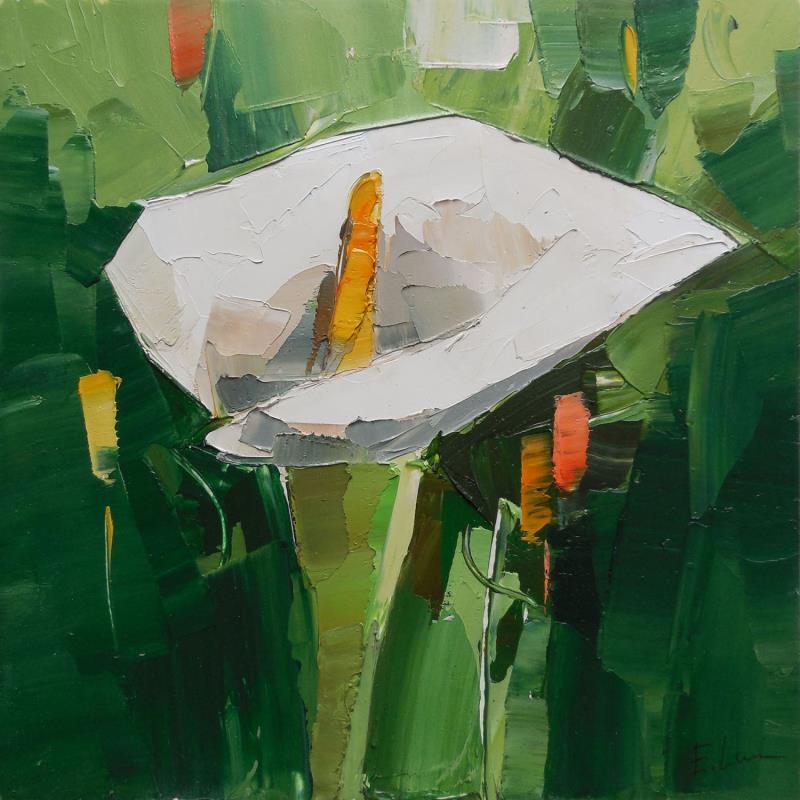 Peinture White calla lily par Lunetskaya Elena | Tableau Figuratif Huile