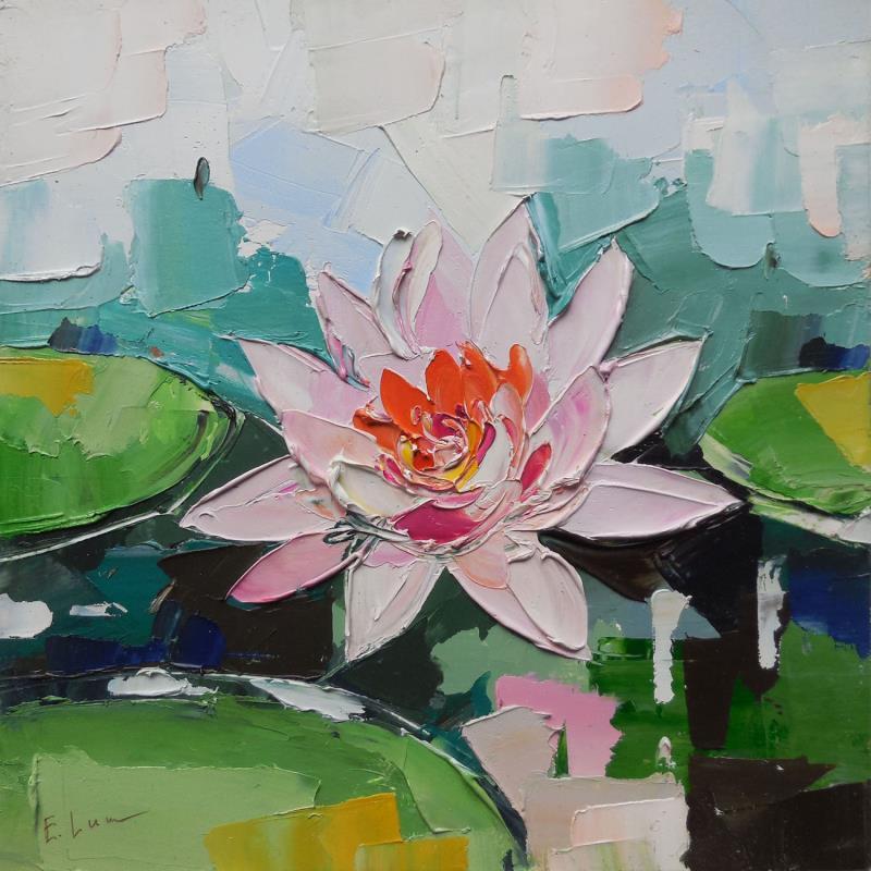 Peinture Pink water lily par Lunetskaya Elena | Tableau Figuratif Huile