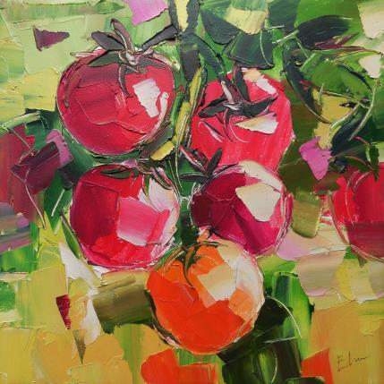 Peinture tomatoes on a branch par Lunetskaya Elena | Tableau Figuratif Huile