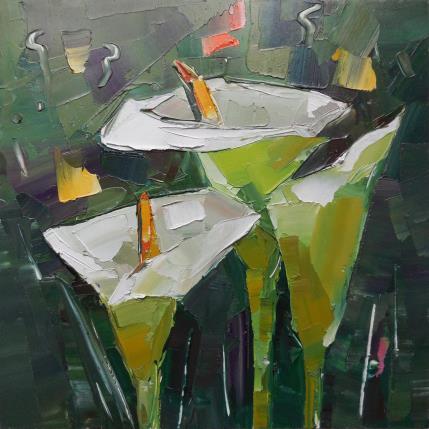 Peinture Calla lily flowers par Lunetskaya Elena | Tableau Figuratif Huile