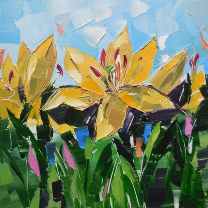Peinture Yellow Lilies par Lunetskaya Elena | Tableau Figuratif Huile