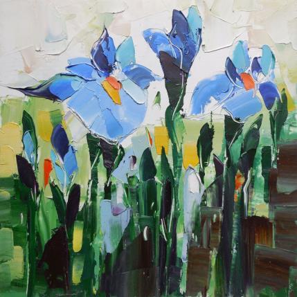 Peinture Blue iris  par Lunetskaya Elena | Tableau Figuratif Huile